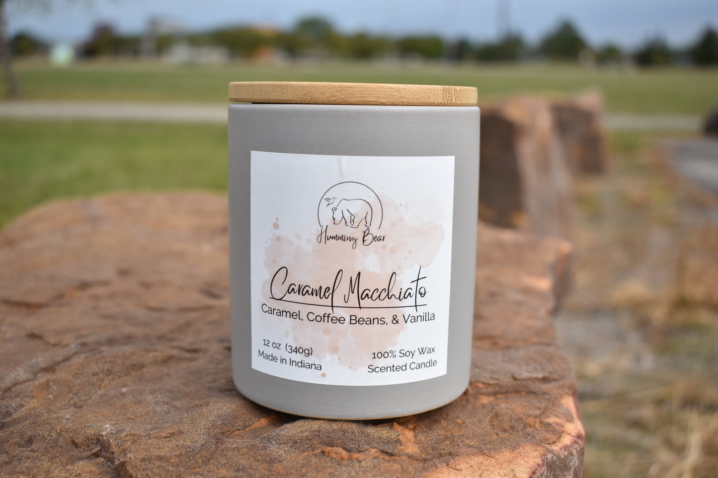 12oz Caramel Macchiato Soy Candle | Caramel, Coffee Beans, & Vanilla
