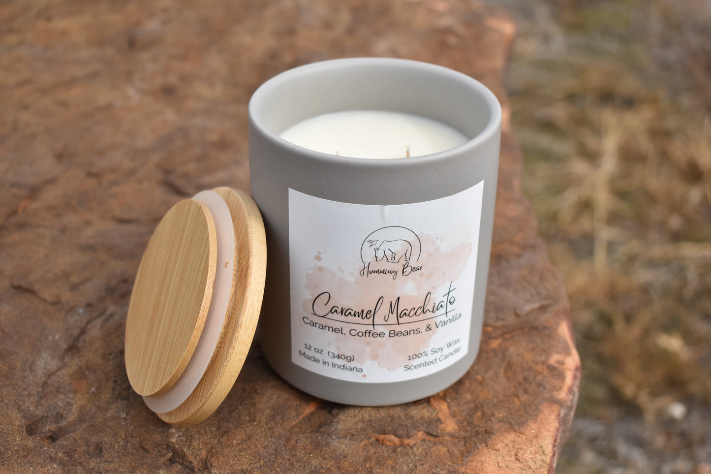 12oz Caramel Macchiato Soy Candle | Caramel, Coffee Beans, & Vanilla