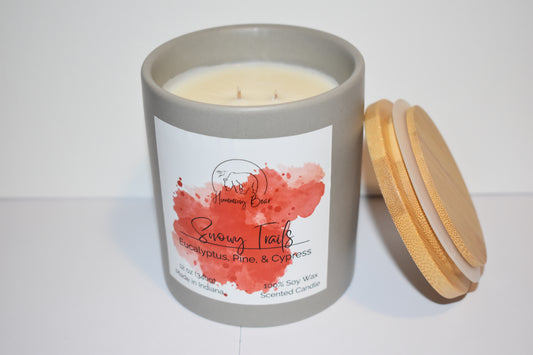 12 oz Snowy Trails Soy Candle | Eucalyptus, Pine, & Cypress