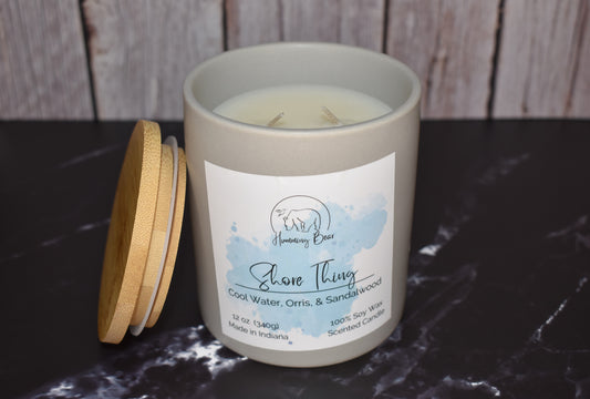 12oz Shore Thing Soy Candle | Cool Water, Orris, & Sandalwood