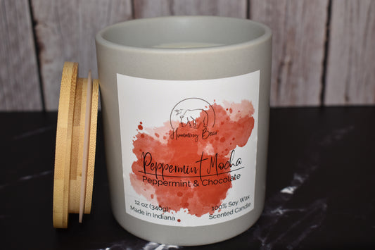 12 oz Peppermint Mocha Soy Candle | Peppermint & Chocolate