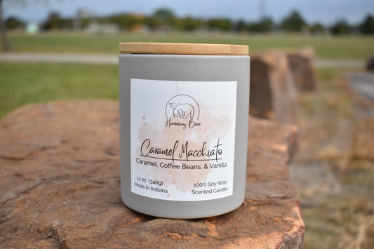 12oz Caramel Macchiato Soy Candle | Caramel, Coffee Beans, & Vanilla