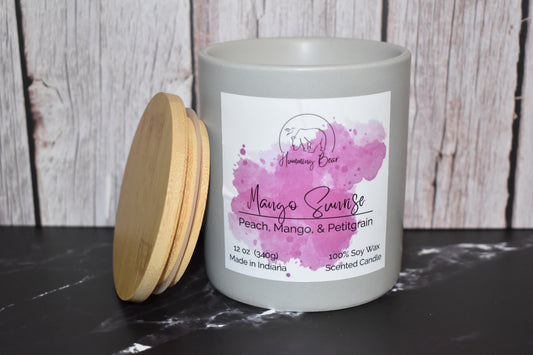 12oz Mango Sunrise Soy Candle | Peach, Mango, & Petitgrain