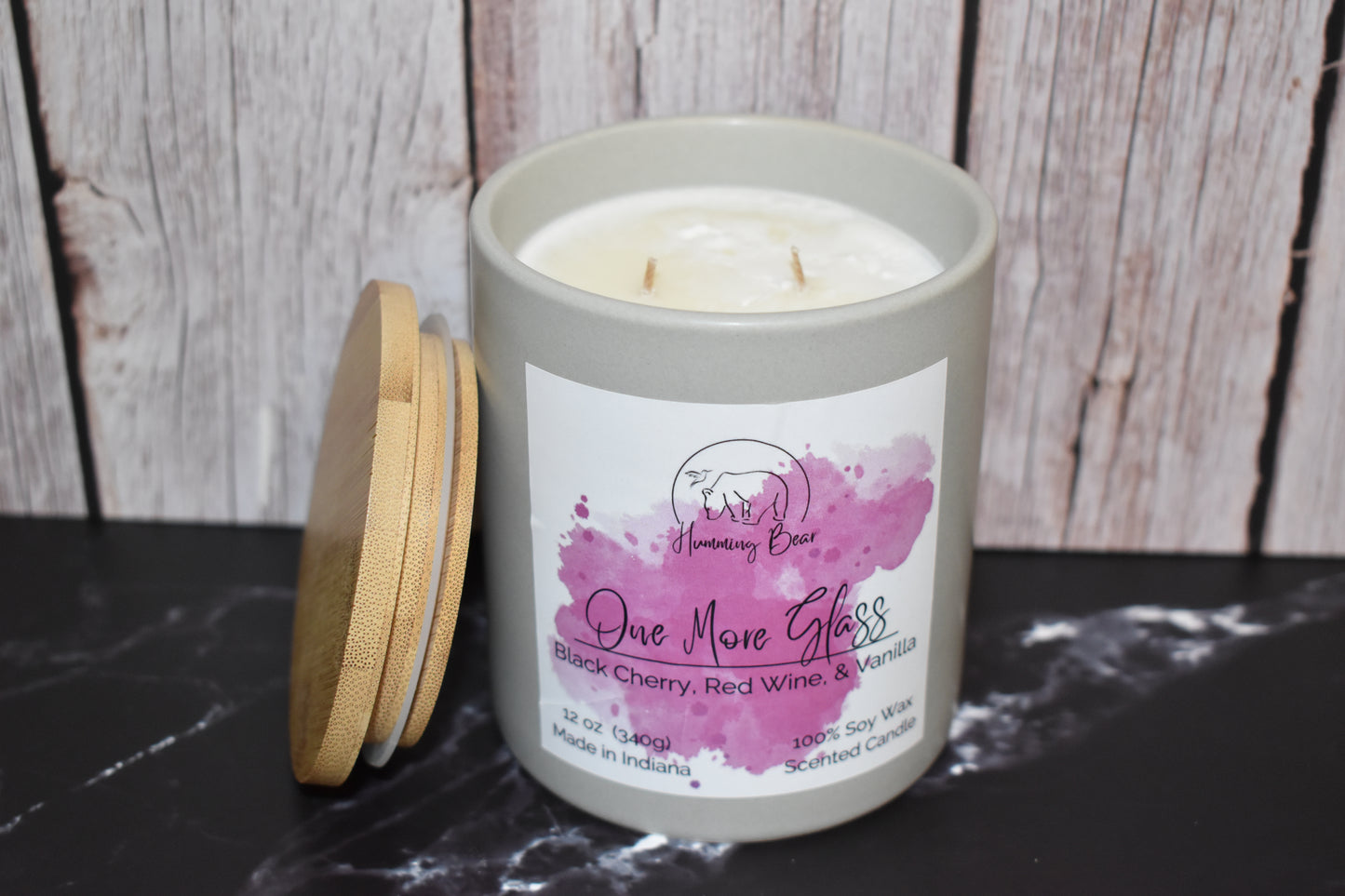 12oz One More Glass Soy Candle | Black Cherry, Red Wine, & Vanilla