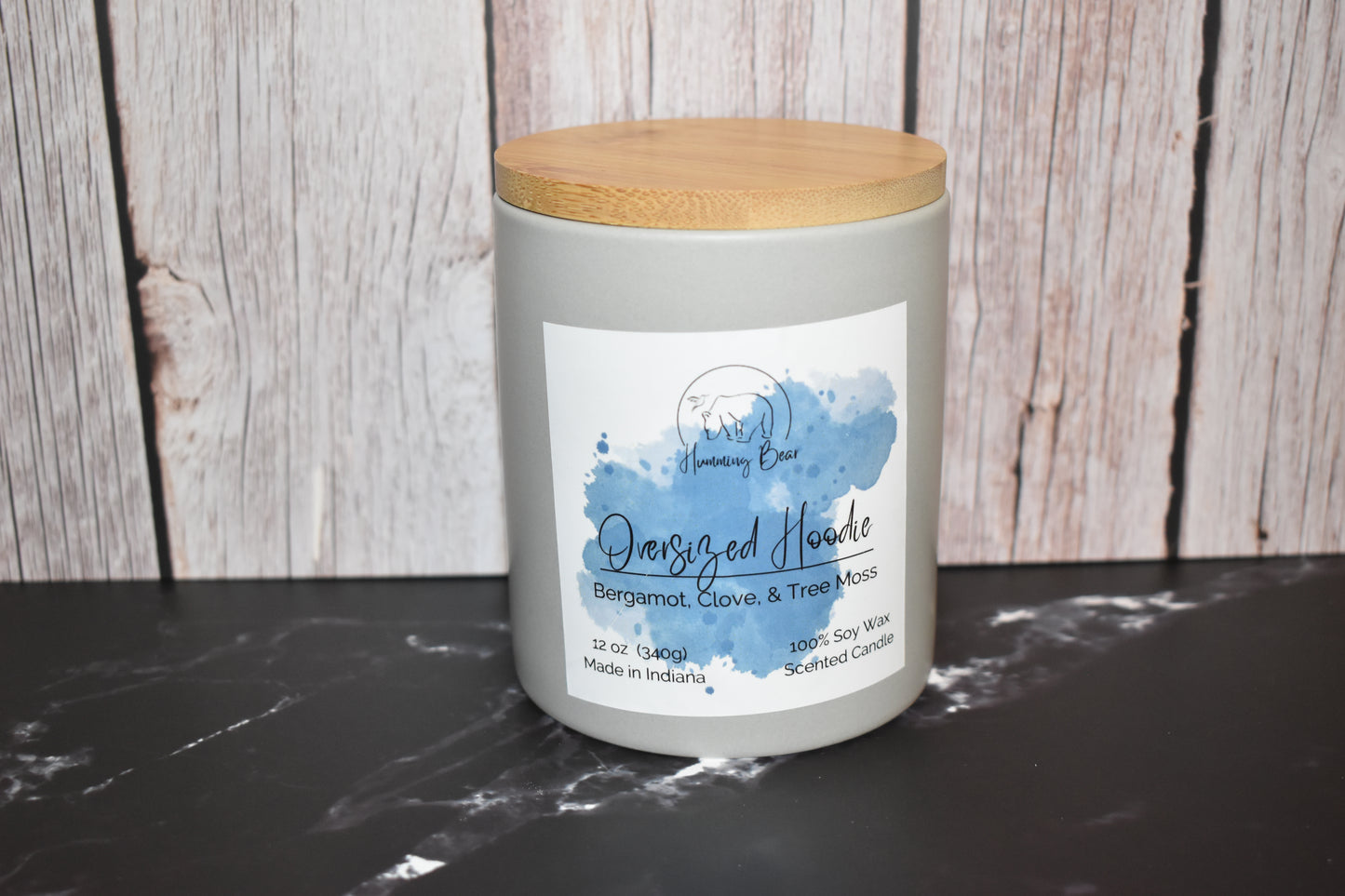 12oz Oversized Hoodie Soy Candle | Bergamot, Clove, & Tree Moss