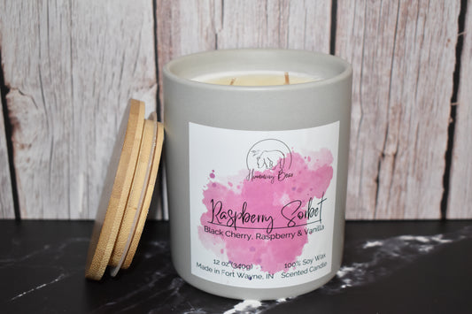 12oz Raspberry Sorbet Soy Candle | Black Cherry, Raspberry, & Vanilla