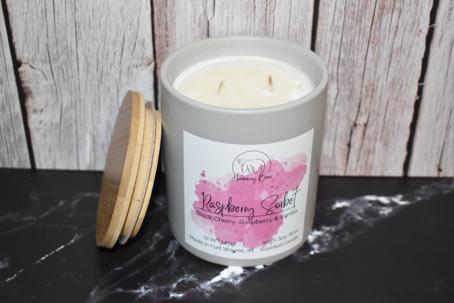 12oz Raspberry Sorbet Soy Candle | Black Cherry, Raspberry, & Vanilla