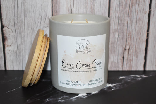 12oz Berry Cream Cone Soy Candle | Ripe Berries, Baked Waffle Cone, & Vanilla Cream