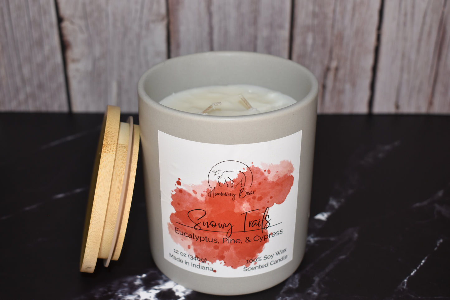 12 oz Snowy Trails Soy Candle | Eucalyptus, Pine, & Cypress