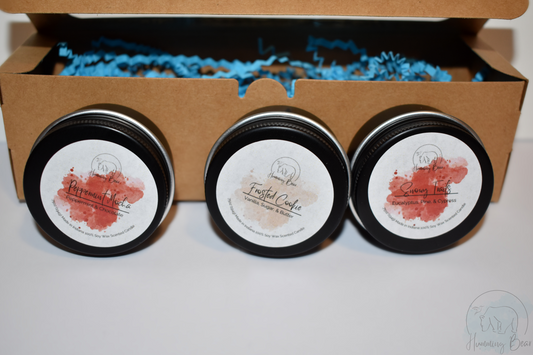 Holiday Sample Pack | Three .75oz Candles | Peppermint Mocha, Frosted Cookie, & Snowy Trails